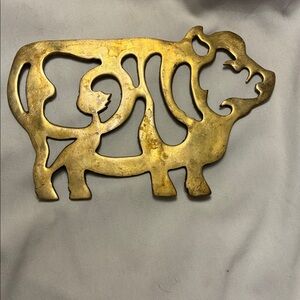 Brass Cow Trivet VTG 1981 Maleck Brass Cow Trivet Hot Dish Pot Holder Farmhouse